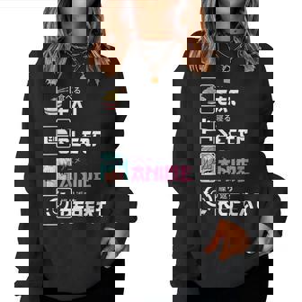 Manger Sleep Anime Répéter Kanji Kawaii Otaku Anime Girl Sweat-shirt pour femme - Cadeauxyz