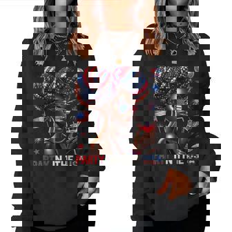 Melanin Afro 4Th Of July Party In The Usa Black Girl Us Flag Women Sweatshirt - Thegiftio UK