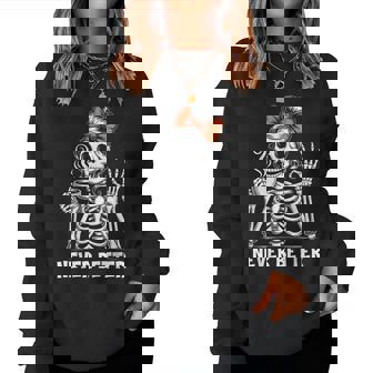 Messy Bun Coffee Never Better Skeleton Coquette Bow Women Sweatshirt | Seseable CA