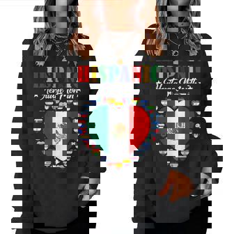 Mexico Hispanic Heritage Month Mexican Flag Heart Women Women Sweatshirt - Seseable
