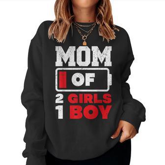 Mom Of 2 Girls And 1 Boy Battery Low Mother's Day Women Sweatshirt - Thegiftio UK