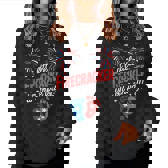 Mom 4Th Of July Baby Reveal Little Firecracker Is On The Way Women Sweatshirt - Thegiftio UK