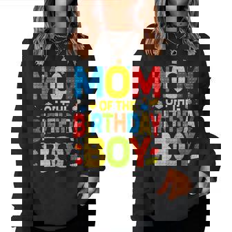 Mom Of The Birthday Boy Building Block Birthday Party Women Sweatshirt - Thegiftio UK