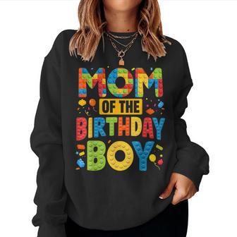 Mom Of The Birthday Boy Building Block Birthday Party Women Sweatshirt - Thegiftio UK