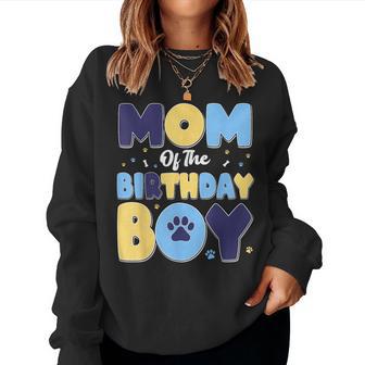 Mom Of The Birthday Boy Matching Family Party Dog Lover Women Sweatshirt - Thegiftio UK