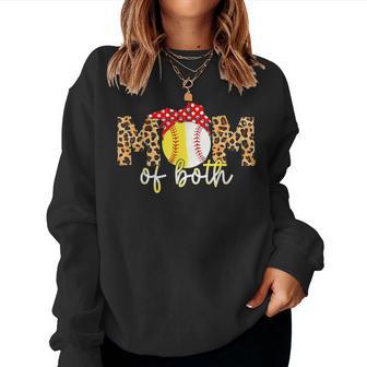 Mom Of Both Leopard Game Day Baseball Softball Mother's Day Women Sweatshirt - Thegiftio UK