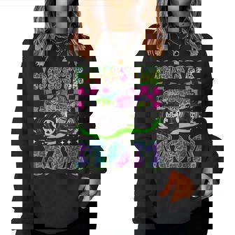 Monster Mom Groovy Monster Truck Mom Monster Truck Mother Women Sweatshirt - Monsterry