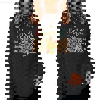 Blessed Mom Leopard Print Sunflower Mama Women Sweatshirt | Mazezy