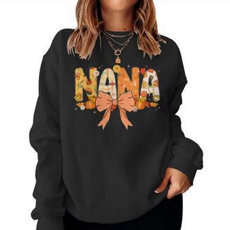 Nana Pumpkin Fall Coquette Bow Thanksgiving Mom Women Women Sweatshirt - Thegiftio UK