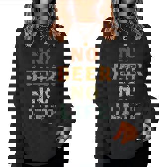 No Beer No Life Lover ファン ビンテージスタイル ラガー ドラフトビール レディーススウェットシャツ - Kawaiitshirt