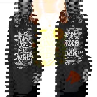 No King In American Retro Floral 70S Democracy Women Women Sweatshirt | Mazezy