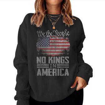 No Kings In America Us Flag Vintage On Back Women Sweatshirt - Thegiftio UK
