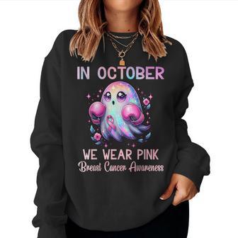 In October We Wear Pink Breast Cancer Awareness Women Women Sweatshirt - Thegiftio UK