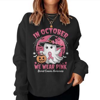In October We Wear Pink Halloween Breast Cancer Women Women Sweatshirt - Thegiftio UK