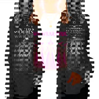 In October We Wear Pink Witch Halloween Breast Cancer Women Women Sweatshirt | Mazezy