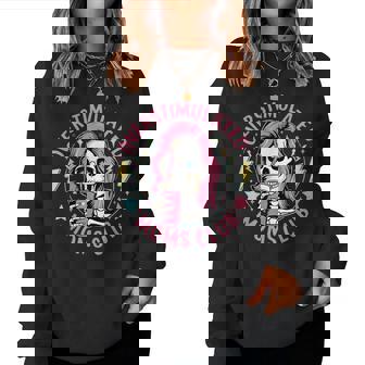 Overstimulated Moms Club Mother's Day Skull Messy Mom Life Women Sweatshirt | Mazezy