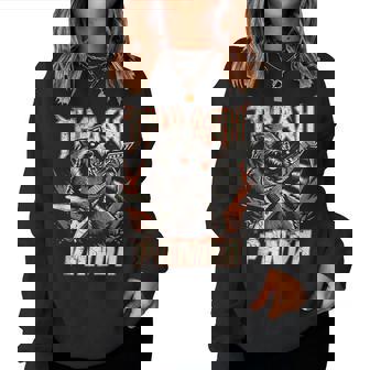 Panda De Basura Divertido Mapache De Heavy Metal In Mangas Sudadera Mujer - Regaloses
