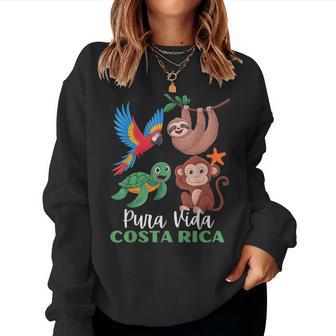 Parrot Sloth Turtle Vacation Tropical Pura Vida Costa Rica Women Sweatshirt - Thegiftio UK