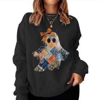 Patchwork Quilter Fall Ghost Bow Quilt Block Autumn Quilting Women Sweatshirt - Thegiftio UK