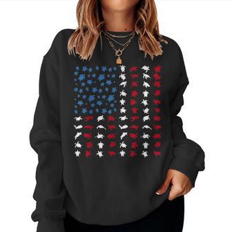 Patriotic American Flag Sea Turtle Vintage Us Flag Women Sweatshirt - Thegiftio UK