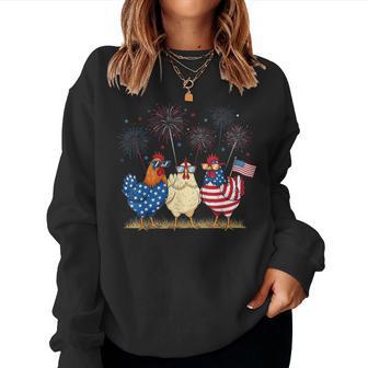 Patriotic Chicken Squad July 4Th Humor American Flag Women Women Sweatshirt - Thegiftio UK