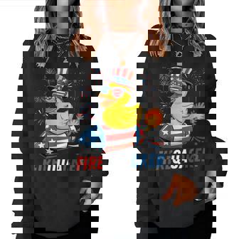 Patriotic Rubber Duck Firequacker Usa Flag 4Th Of July Women Sweatshirt - Monsterry