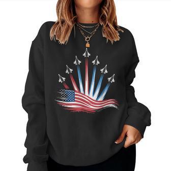 Patriotic Usa Flag Fighter Jets Boys 4Th Of July Women Women Sweatshirt - Thegiftio UK