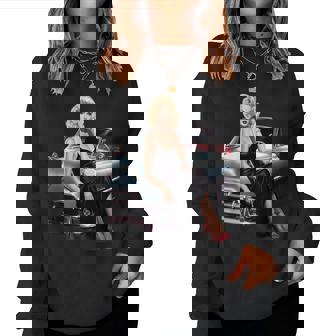 Pinup Girl ビンテージクラシックカー ホットロッド ロカビリー レディーススウェットシャツ - Kawaiitshirt