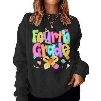 Preppy Fourth Grade Back To School 4Th Grade Teacher Girls Women Sweatshirt - Thegiftio UK
