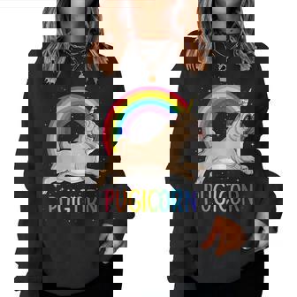 Pugicorn Pug Unicornio Niñas Niños Espacio Galaxy Rainbow Sudadera Mujer - Regaloses