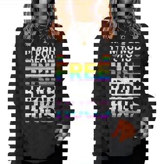 Rainbow Free Dad Hugs For Lgbtq Pride Month Trendy Lgbt Women Sweatshirt | Mazezy