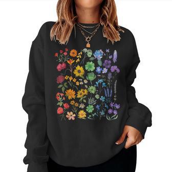 Rainbow Wildflower Lgbt Gay Lesbian Pride Month Women Sweatshirt - Thegiftio UK