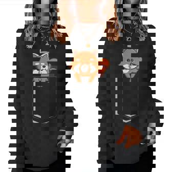 Red Panda In A Bag Cute Love レッドパンダバッグ レディーススウェットシャツ - Kawaiitshirt