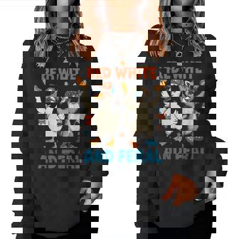 Red White And Feral Raccoon 4Th Of July Boys Girls Women Sweatshirt | Mazezy