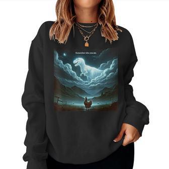 Remember Who Are You Dinosaur Chicken Women Sweatshirt - Thegiftio UK