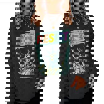 Resist Rainbow Statue Liberty Protest Lgbt Gay Women Women Sweatshirt - Thegiftio