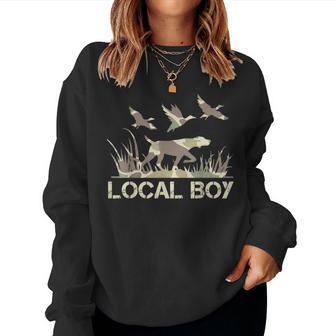 Retro Southern Boy Camouflage Hunting Dog Camo Duck Hunter Women Sweatshirt - Thegiftio UK