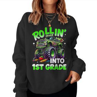 Rollin' Into 1St Grade Monster Truck Back To School Boys Women Sweatshirt - Thegiftio UK