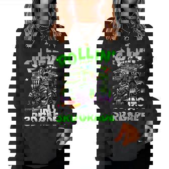 Rollin' Into 3Rd Grade Monster Truck Back To School Boys Women Sweatshirt | Mazezy