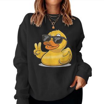 Rubber Duck With Sunglasses Women Sweatshirt - Thegiftio UK