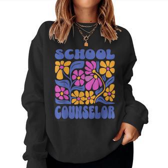 School Counselor Boho Flowers Retro Back To School Women Sweatshirt - Thegiftio UK