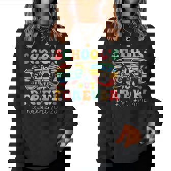 School's Out Forever Retired Teacher 2025 Groovy Retirement Women Sweatshirt - Thegiftio UK
