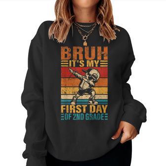Second Grade Dabbing Boy Bruh It's My First Day Of 2Nd Grade Women Sweatshirt - Thegiftio UK