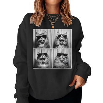 Selfie De Chat Drôle Pour Photomaton Amoureux Des Chats Chat Avec Lunettes Deoleil Sweat-shirt pour femme - Cadeauxyz