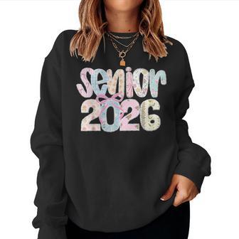 Senior 2026 Pastel Floral Patchwork Letters With Lace Bow Women Sweatshirt - Thegiftio UK