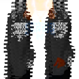 Senior Floral Senior 2026 Class Of 2026 Senior Blue Bow 2026 Women Sweatshirt - Thegiftio