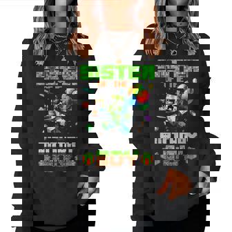Sister Of The Birthday Boy Party Video Gamer Pixel Number Women Sweatshirt - Monsterry
