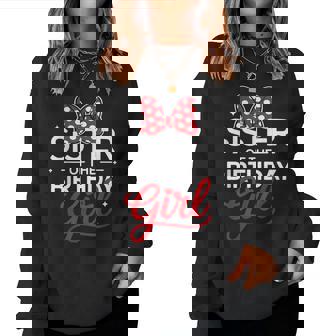 Sister Of The Birthday Girl Cute Pink Family Matching Bow Women Sweatshirt - Seseable