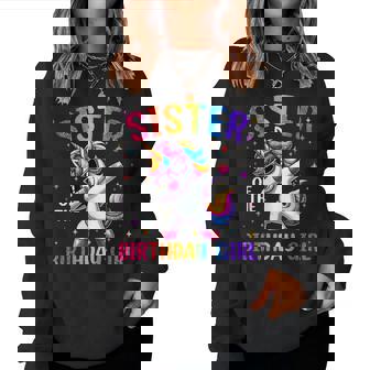 Sister Of The Birthday Girl Family Matching Dabbing Unicorn Women Sweatshirt | Mazezy