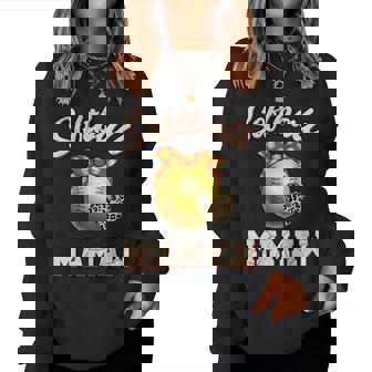 Softball Mamaw Leopard Heart Fans Mother's Day Women Sweatshirt | Mazezy